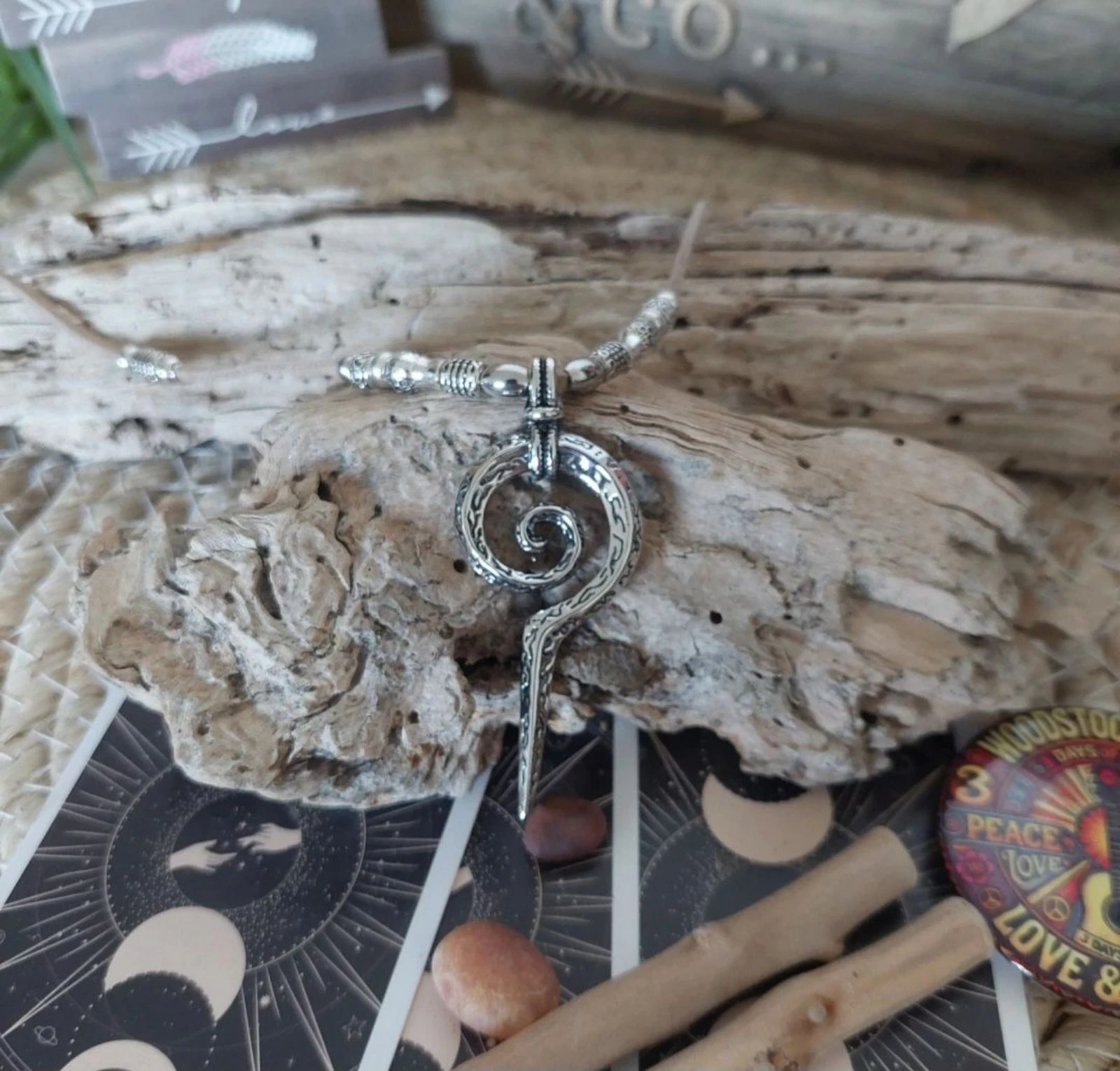 Colar espiral boho-rock?, colar bege – photo 10